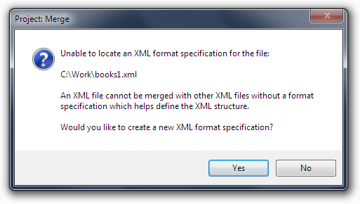 The dialog box asking you to create a new format specification.