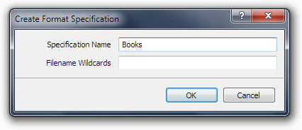 The Create Format Specification dialog box showing the initial settings for the new format specification for this tutorial.